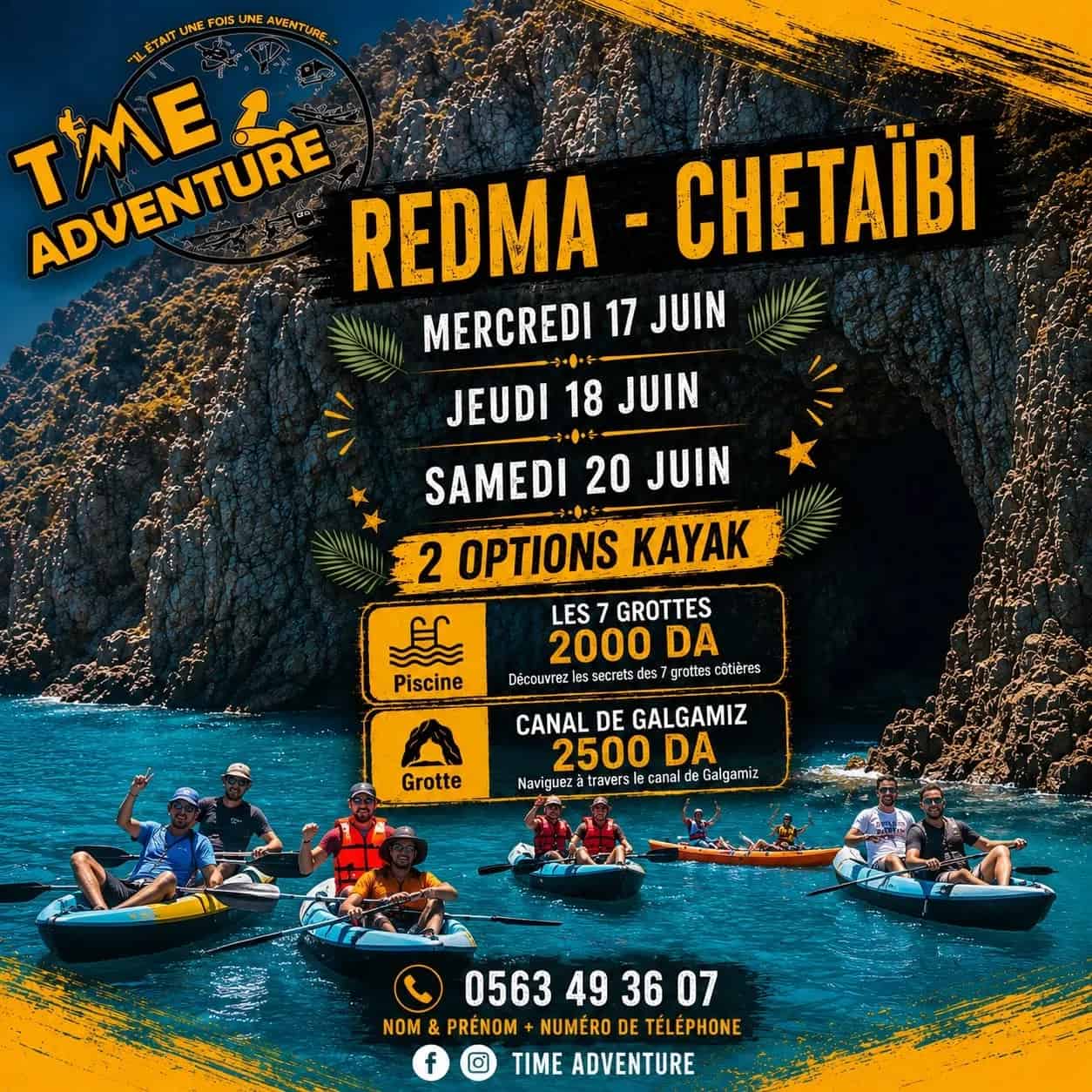 Aventure & Kayak à Chetaïbi : Explorez les 7 Grottes Secrètes de la Plage Redma !