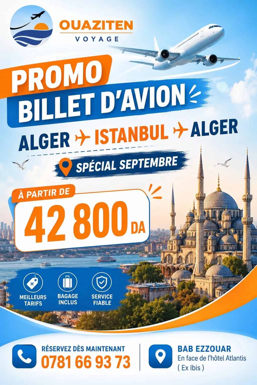 Istanbul vous attend en septembre : vol aller-retour à partir de 42 800 DA !