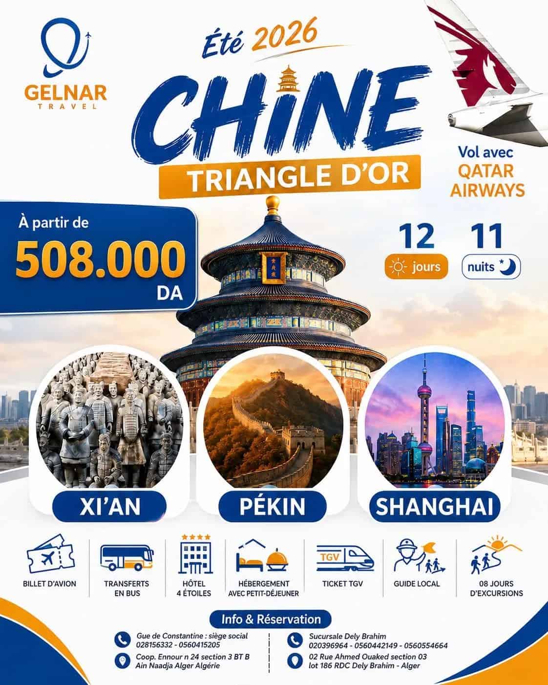Avec Gelnar Travel, vivez l'aventure d'une vie : le Triangle d'or chinois entre Pékin, Xi’an et Shanghai !