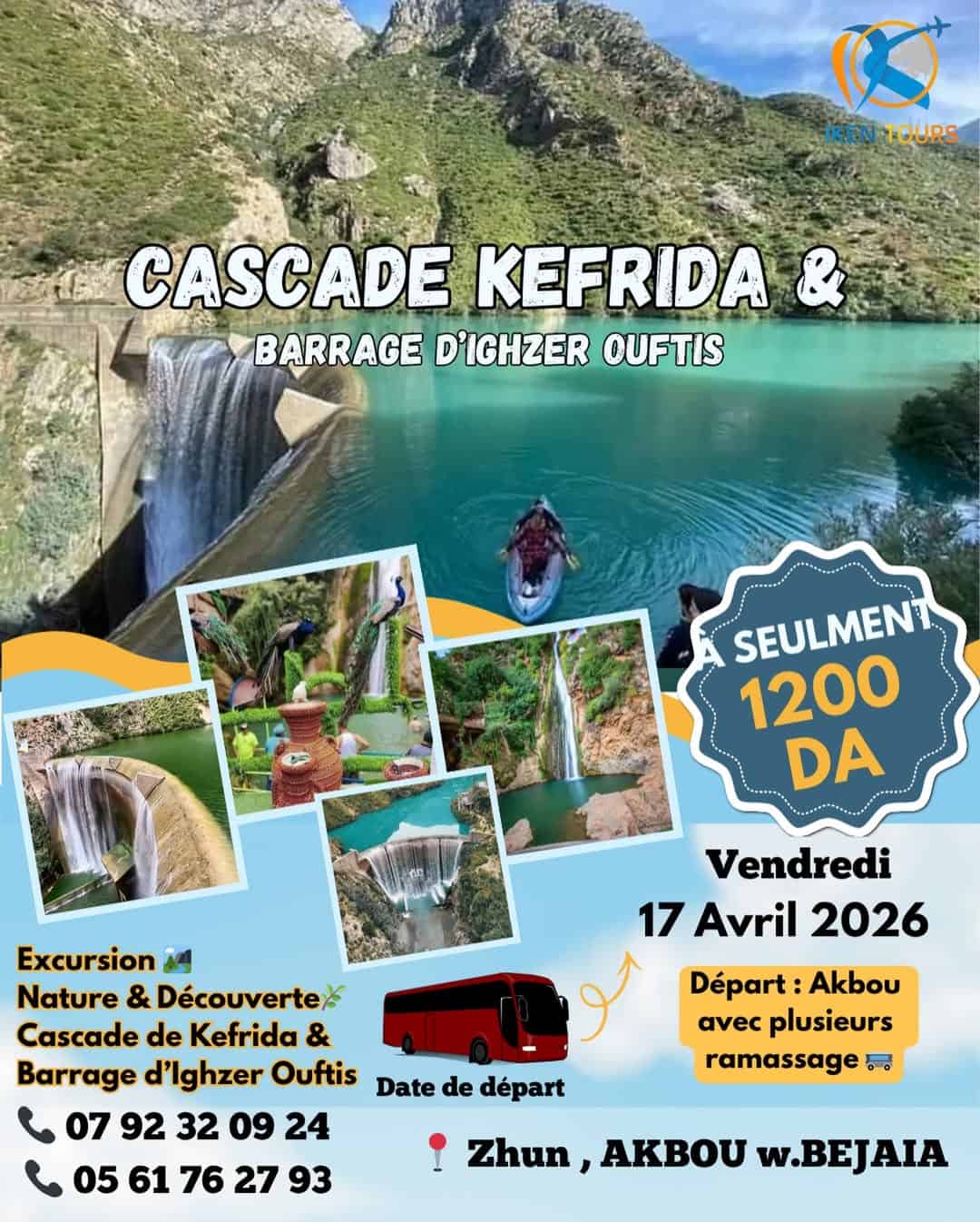 Profitez d’une journée et découvrir le barrage d’ighzer ouftis et les cascades de kefrida