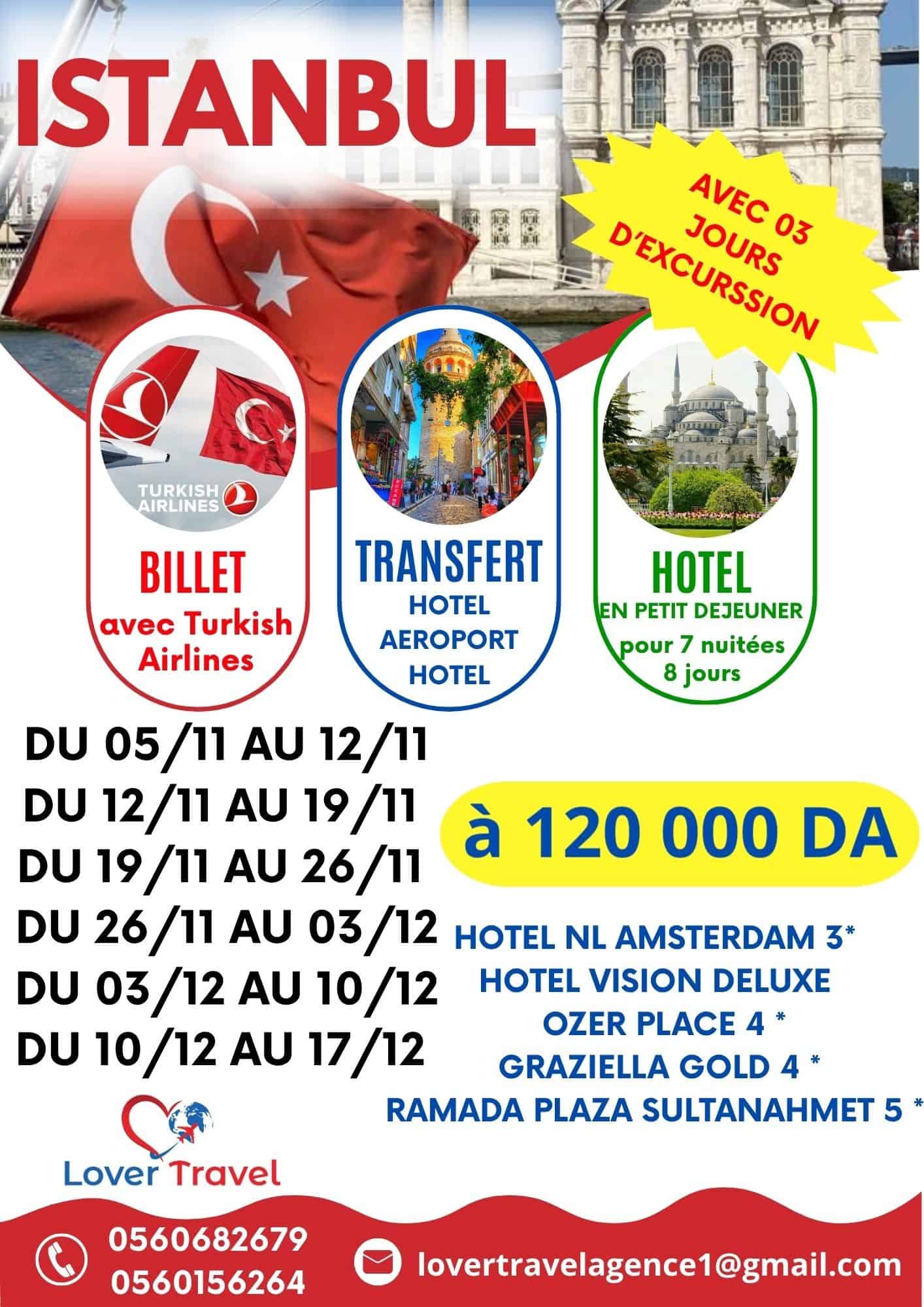 Istanbul Novembre / Décembre a 120 000 DA❌ Avec Turkish Airlines