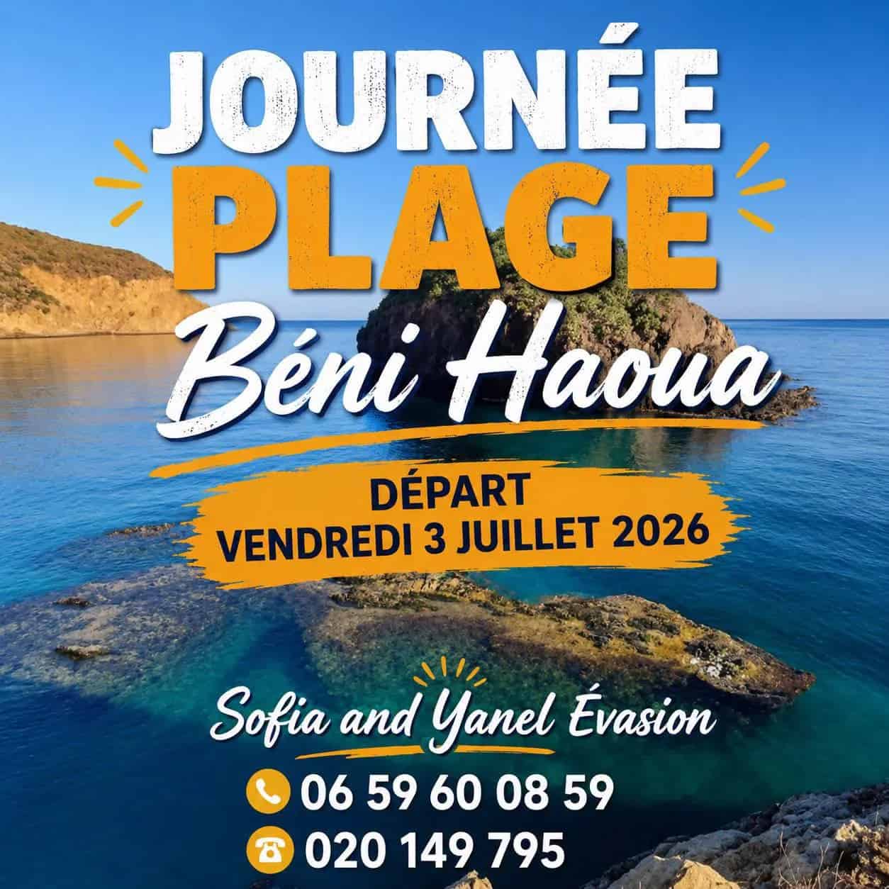 Sofia & Yanel Évasion vous invite à vivre une journée inoubliable à la plage sauvage de Beni Haoua