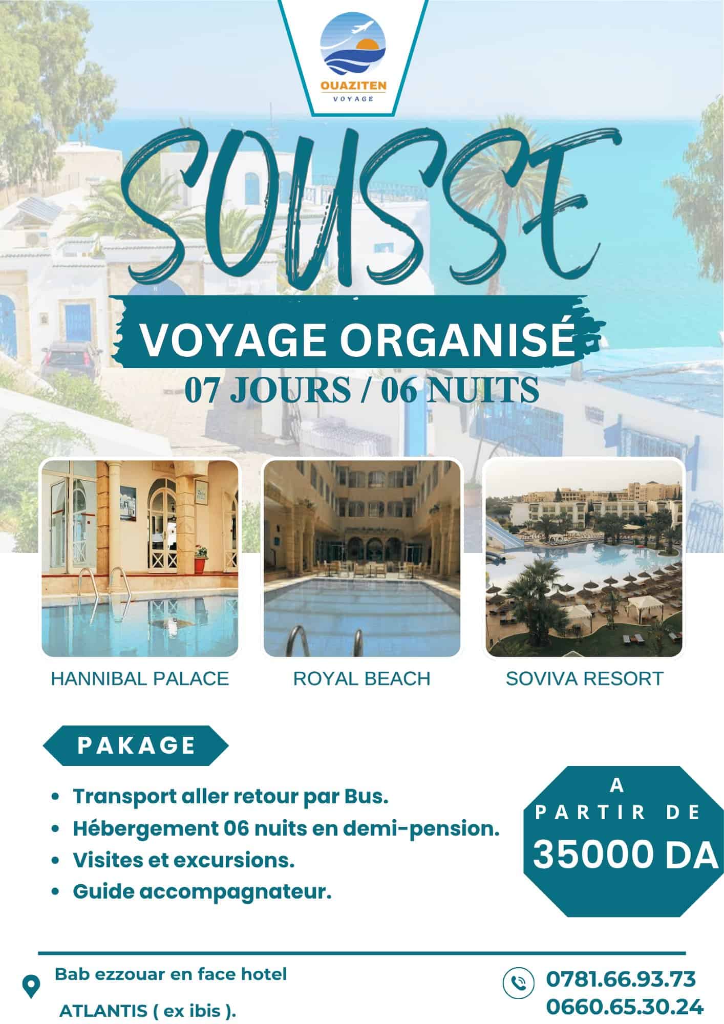 Évadez-vous à Sousse par Bus : 7 jours de pur bonheur et de détente !