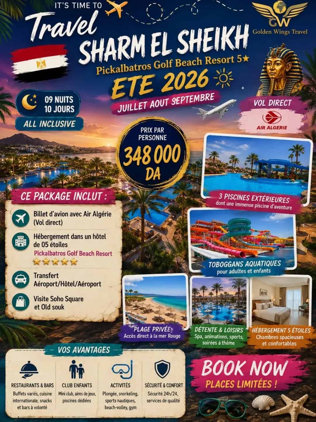 Votre Été Tout Compris au Pickalbatros Golf Beach Resort 5 *– Sharm El-Sheikh en Vol Direct avec Air Algérie*