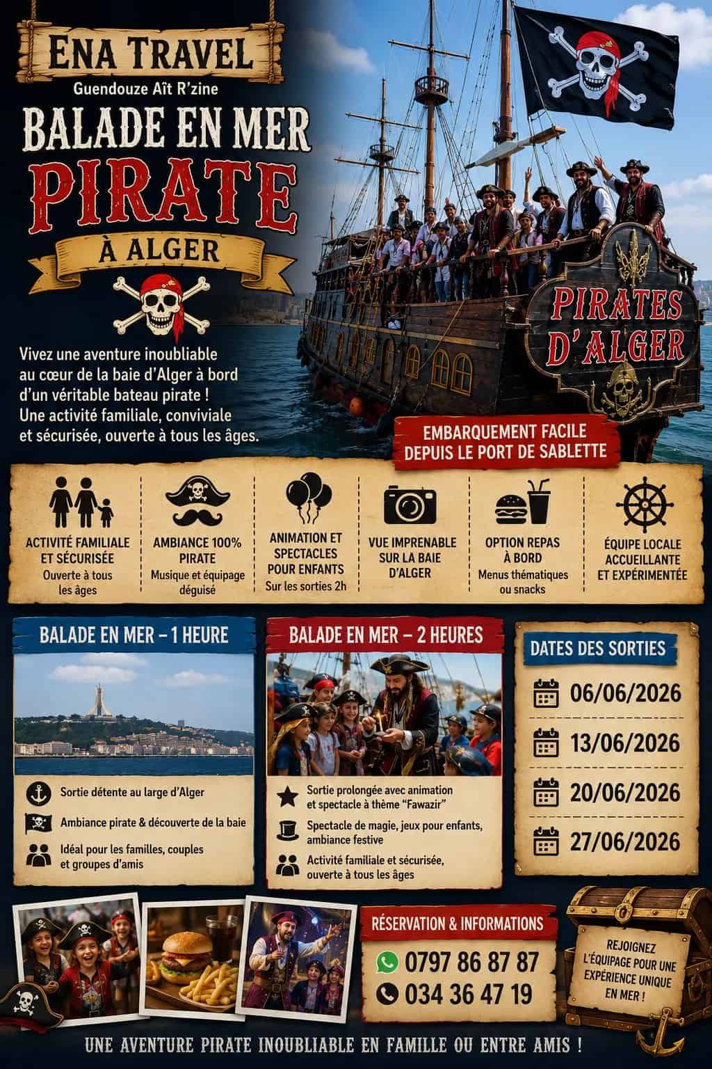 Réservez votre Sortie de Juin : Évadez-vous 1h ou 2h en Mer avec les Pirates d'Alger !