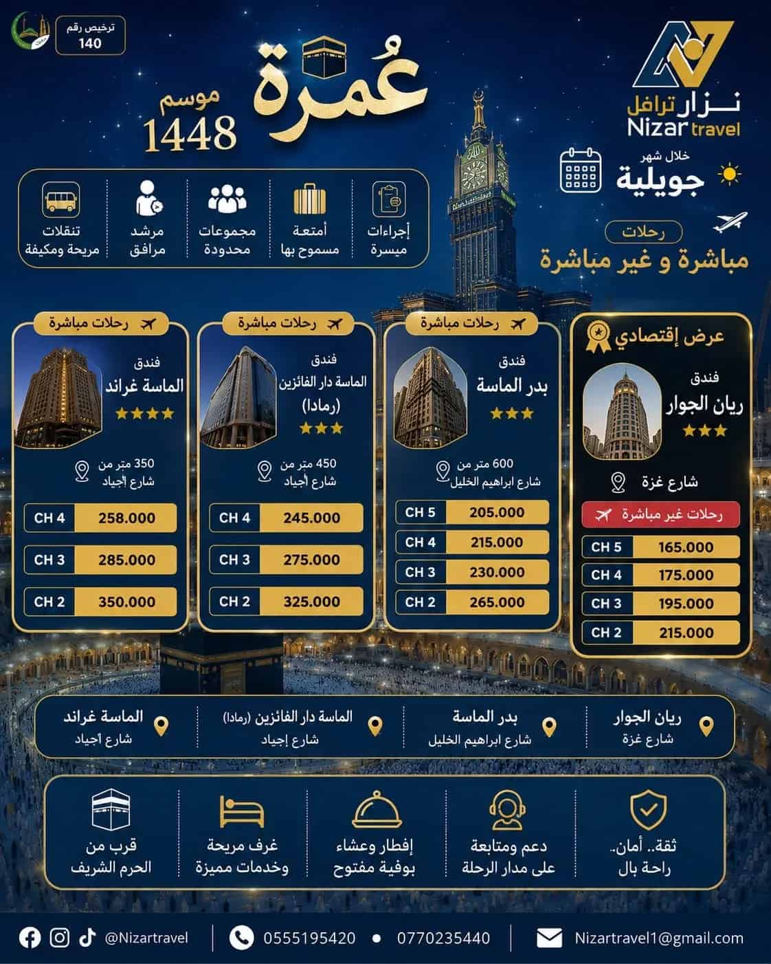 أفضل عروض العمرة خلال شهر جويلية، مع رحلات مباشرة وغير مباشرة وأسعار تنافسية