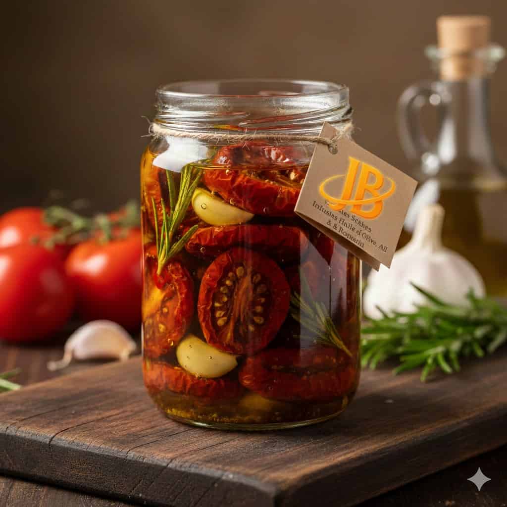 L’Or Rouge de nos terroirs : Tomates séchées, ail et romarin.